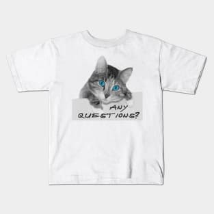 Any Questions? Cute Blue Eyes Cat Kids T-Shirt